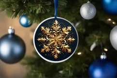 Snow Flake Christmas Round Cute Ornament Sublimation Product Image 4