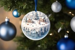 Winter Scene Happy New Year Round Ornament Sublimation PNG Product Image 1