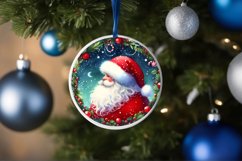 Santa Watercolor Round Ornament Sublimation PNG Product Image 4