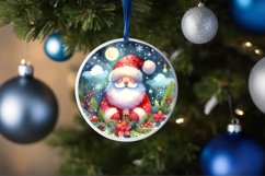 Santa Watercolor Round Ornament Sublimation PNG Product Image 4