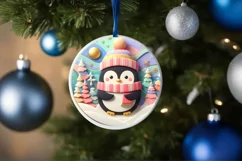 Cheerful Penguin Winter Ornament Sublimation PNG Product Image 4