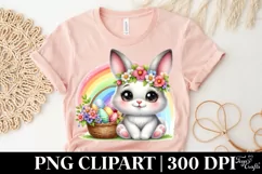 Easter Bunny Rainbow Flower, Clipart |T-shirt, Mug PNG Product Image 5