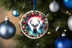 a Watercolor Deer Christmas Ornament Sublimation PNG Product Image 1