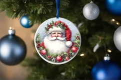 a Watercolor Santa Christmas Ornament Sublimation PNG Product Image 4