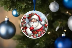 a Watercolor Santa Christmas Ornament Sublimation PNG Product Image 4