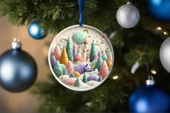 Colorful Rhino Winter Scene Round Ornament Sublimation PNG Product Image 4