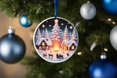 Detailed Christmas Candy Scene Round Ornament Sublimation Product Image 1