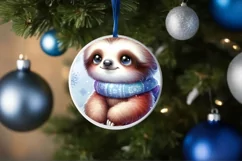 Baby Sloth Winter Scene Sublimation PNG Product Image 1