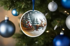 Christmas Round Cute Ornament Sublimation Product Image 4