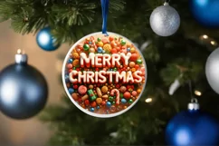 Merry Christmas Round Cute Ornament Sublimation Product Image 4