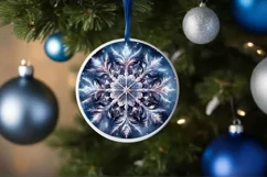 Snow Flake Christmas Round Cute Ornament Sublimation Product Image 4