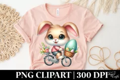 Easter Bunny on a Bicycle Egg Flower, Clipart |T-shirt, Mug Product Image 4