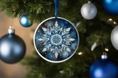 Snow Flake Christmas Round Cute Ornament Sublimation Product Image 4