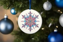 Snow Flake Christmas Round Cute Ornament Sublimation Product Image 4