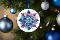 Snow Flake Christmas Round Cute Ornament Sublimation Product Image 4
