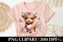 Cute Highland Cow Spring Love Flowers |T-shirt, Mug, Tumbler Product Image 4