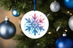 Snow Flake Christmas Round Cute Ornament Sublimation Product Image 4