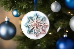 Snow Flake Christmas Round Cute Ornament Sublimation Product Image 4