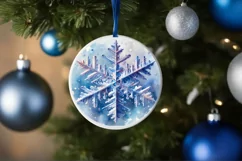 Snow Flake Christmas Round Cute Ornament Sublimation Product Image 4