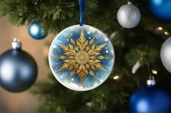 Snow Flake Christmas Round Cute Ornament Sublimation Product Image 4