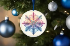 Snow Flake Christmas Round Cute Ornament Sublimation Product Image 4