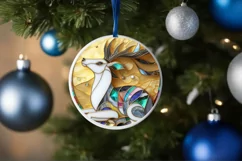 Christmas Round Cute Reindeer Ornament Sublimation Product Image 4