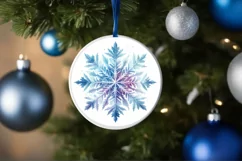 Snow Flake Christmas Round Cute Ornament Sublimation Product Image 4