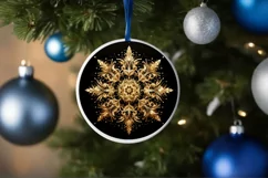 Snow Flake Christmas Round Cute Ornament Sublimation Product Image 4