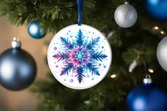 Snow Flake Christmas Round Cute Ornament Sublimation Product Image 4