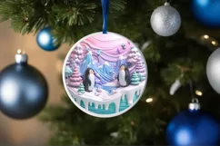 Christmas Round Cute Animal Ornament with Penguins Product Image 4