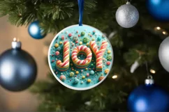 Joy Christmas Round Cute Ornament Sublimation Product Image 4