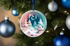 Christmas Round Santa Animal Ornament Sublimation Product Image 4
