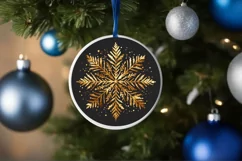 Snow Flake Christmas Round Cute Ornament Sublimation Product Image 4