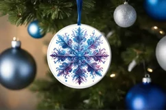 Snow Flake Christmas Round Cute Ornament Sublimation Product Image 4