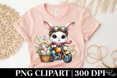 Easter Bunny on a Motorbike With Eggs Flower, Clipart Product Image 5