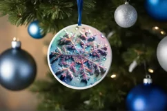 Snow Flake Christmas Round Cute Ornament Sublimation Product Image 4