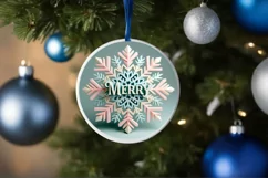 Snow Flake Christmas Round Cute Ornament Sublimation Product Image 4