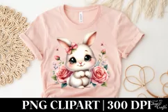 Easter Bunny Roses Butterfly , Clipart |T-shirt, Mug PNG Product Image 5