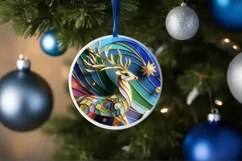 Christmas Round Reindeer Animal Ornament Sublimation Product Image 4