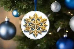 Snow Flake Christmas Round Cute Ornament Sublimation Product Image 4