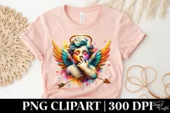 Cupid Angel Of Love Gesture Watercolor Florals Clipart Product Image 5