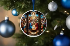 Believe Stained Christmas Round Ornament Sublimation Product Image 4
