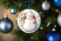 Christmas Round Snow Man Animal Ornament Sublimation Product Image 4