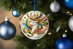 Christmas Round Reindeer Animal Ornament Sublimation Product Image 4