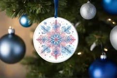 Snow Flake Christmas Round Cute Ornament Sublimation Product Image 4