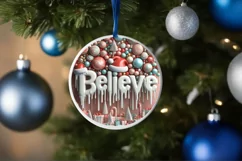 Believe Christmas Round Ornament Sublimation Product Image 4