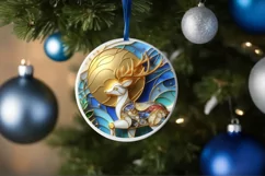 Christmas Round Reindeer Animal Ornament Sublimation Product Image 4