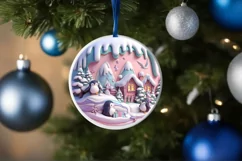 Christmas Round Penguin Animal Ornament Sublimation Product Image 4