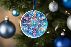 Snow Flake Christmas Round Cute Ornament Sublimation Product Image 4