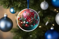 Christmas Round Cute Ornament Sublimation Product Image 4